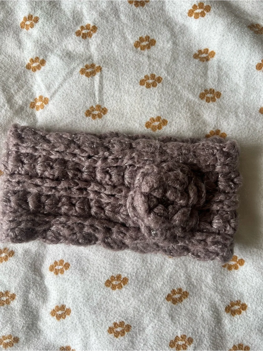 Charlotte Russe Chunky Knit Flower Headband - Taupe